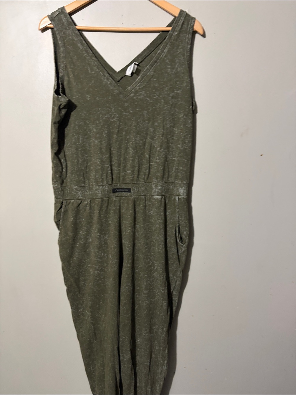 Calvin Klein Olive Green Sleeveless V-Neck Maxi Dress